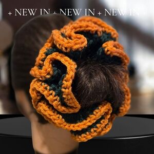 Jumbo Orange and Green Hair Scrunchie
